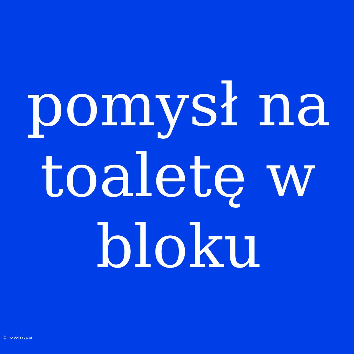 Pomysł Na Toaletę W Bloku