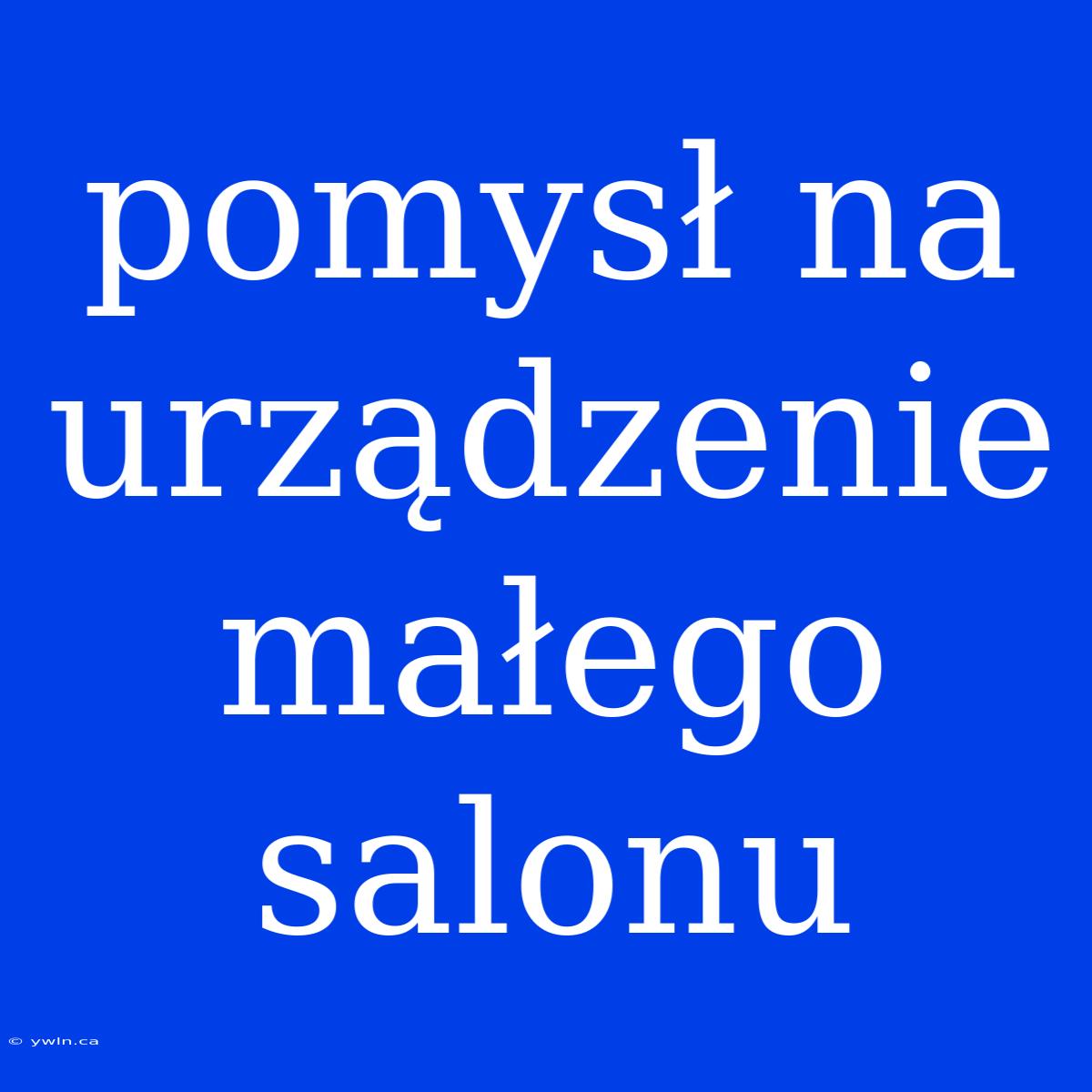 Pomysł Na Urządzenie Małego Salonu