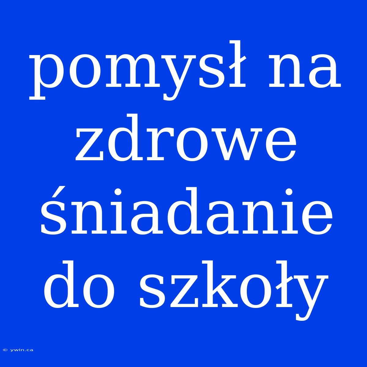 Pomysł Na Zdrowe Śniadanie Do Szkoły