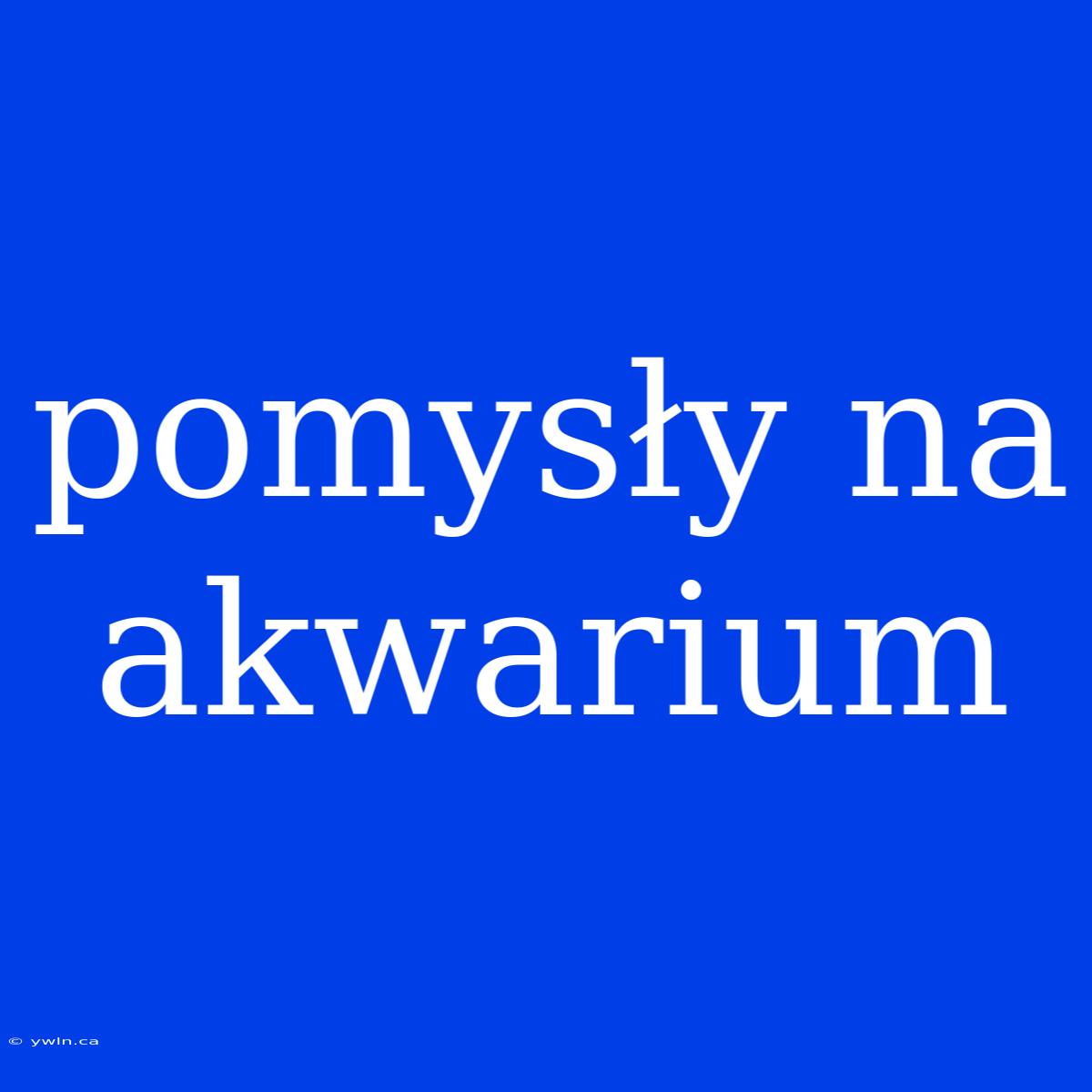 Pomysły Na Akwarium