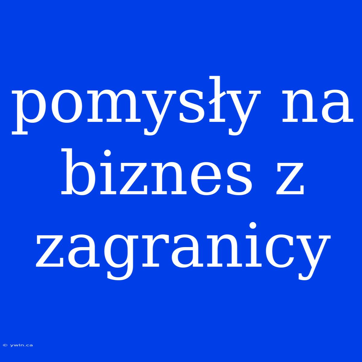 Pomysły Na Biznes Z Zagranicy