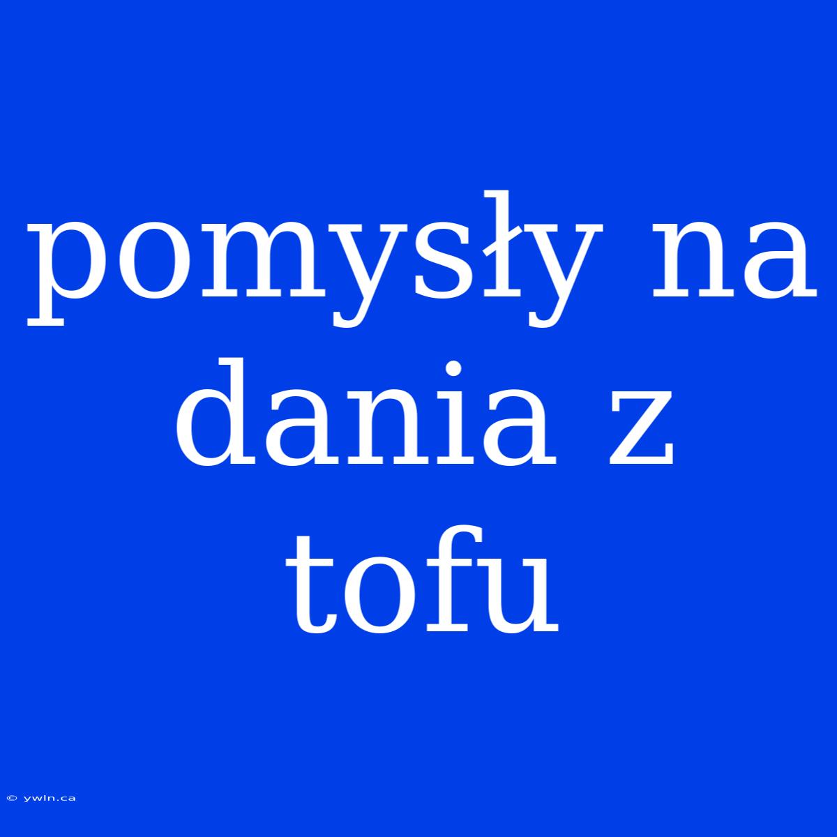 Pomysły Na Dania Z Tofu