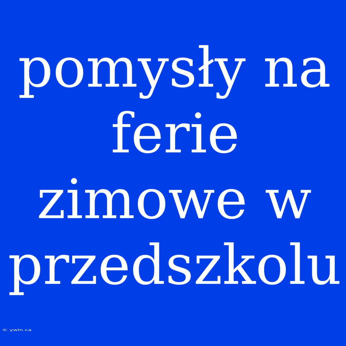 Pomysły Na Ferie Zimowe W Przedszkolu