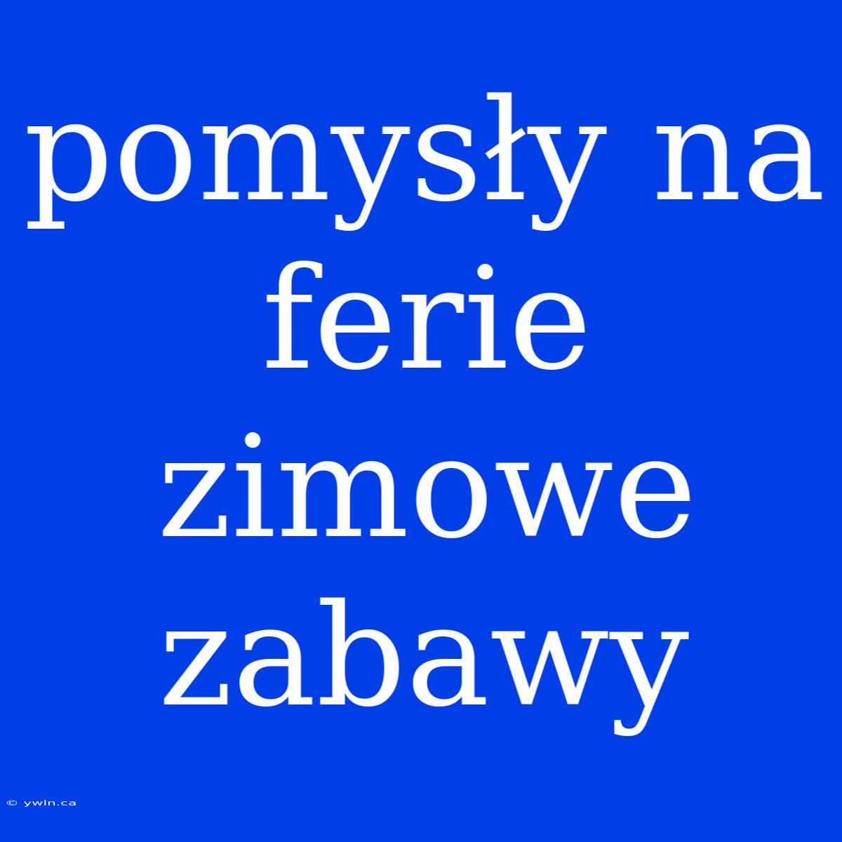 Pomysły Na Ferie Zimowe Zabawy