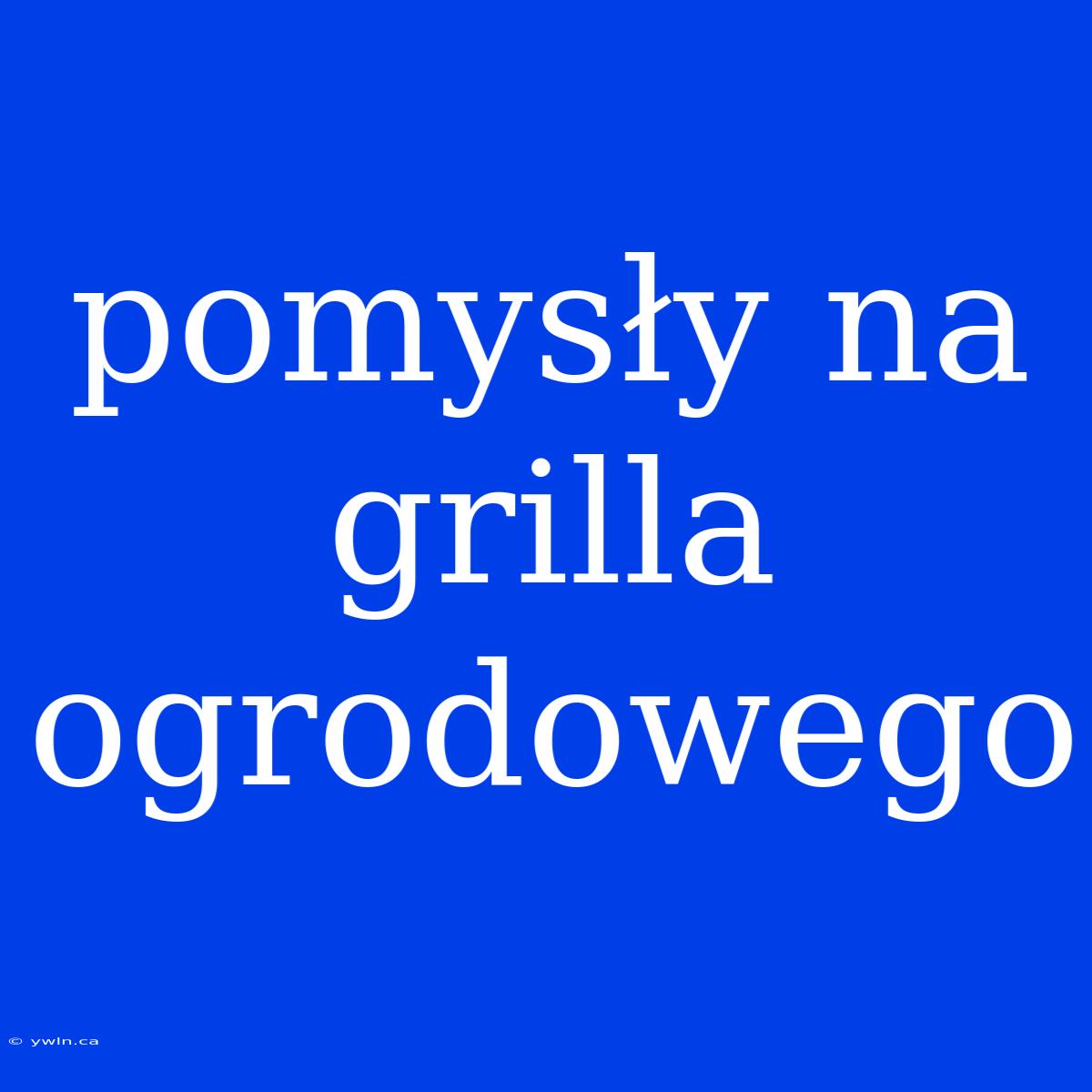 Pomysły Na Grilla Ogrodowego