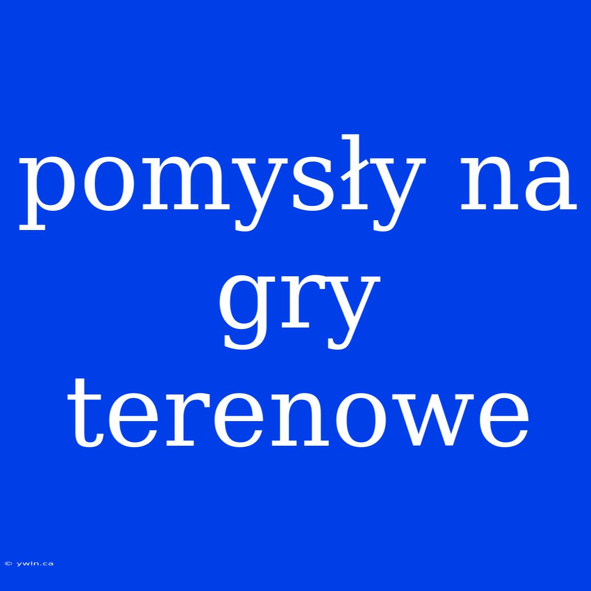 Pomysły Na Gry Terenowe