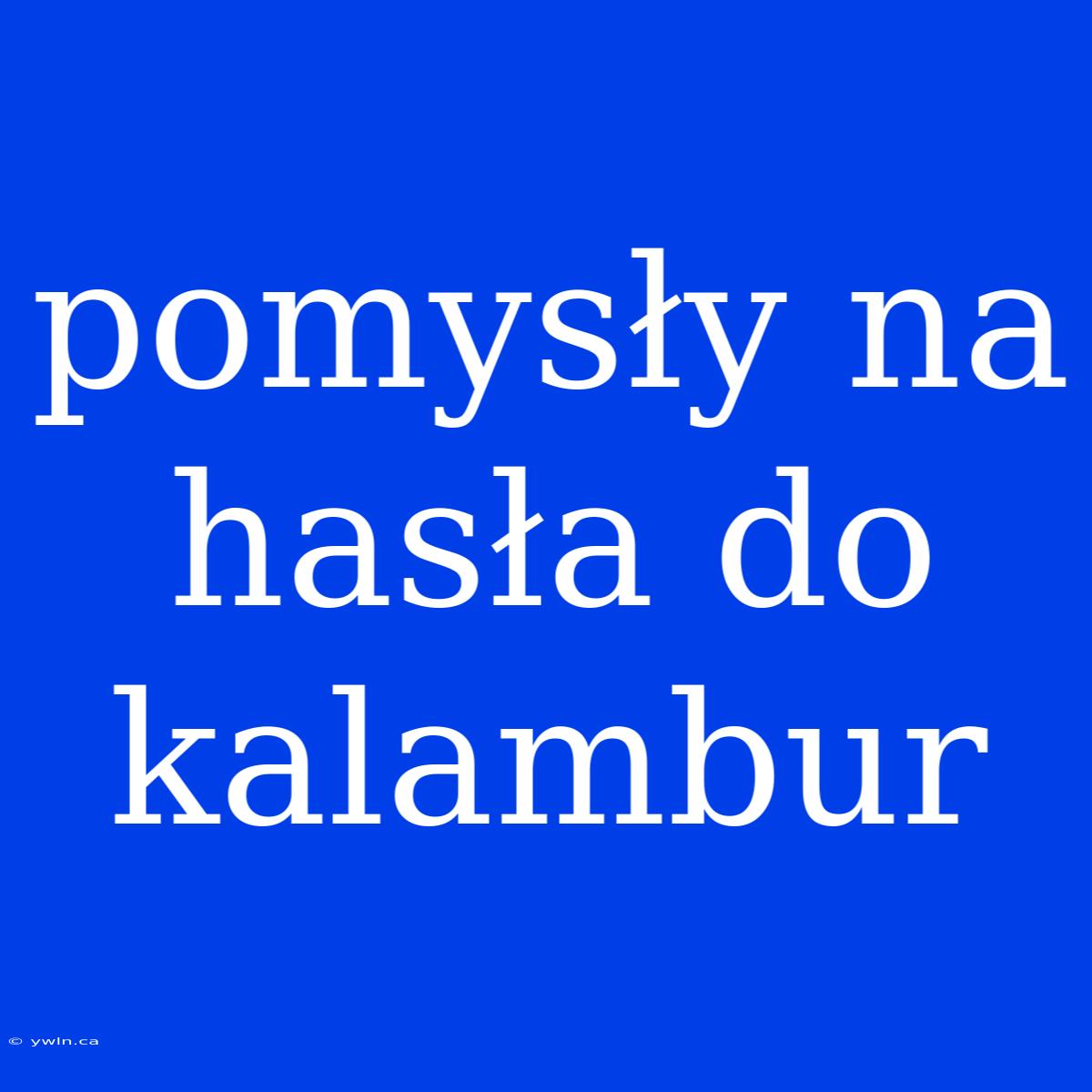 Pomysły Na Hasła Do Kalambur