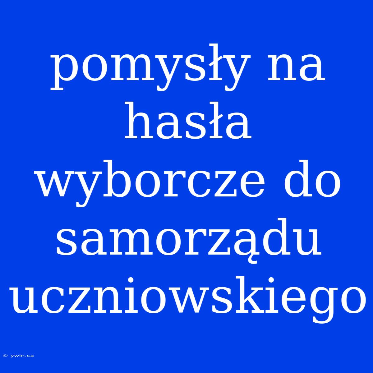 Pomysły Na Hasła Wyborcze Do Samorządu Uczniowskiego