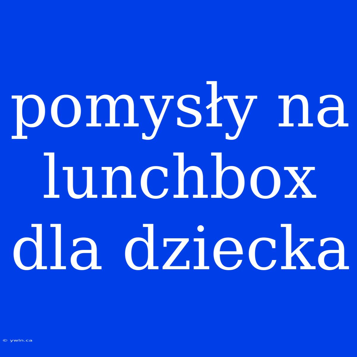 Pomysły Na Lunchbox Dla Dziecka