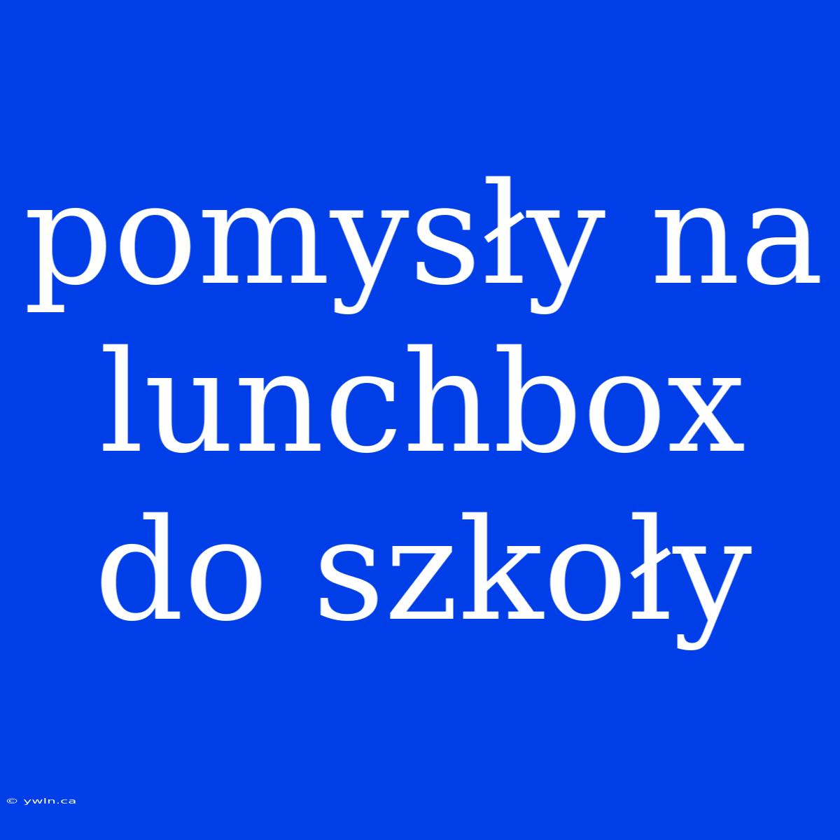 Pomysły Na Lunchbox Do Szkoły