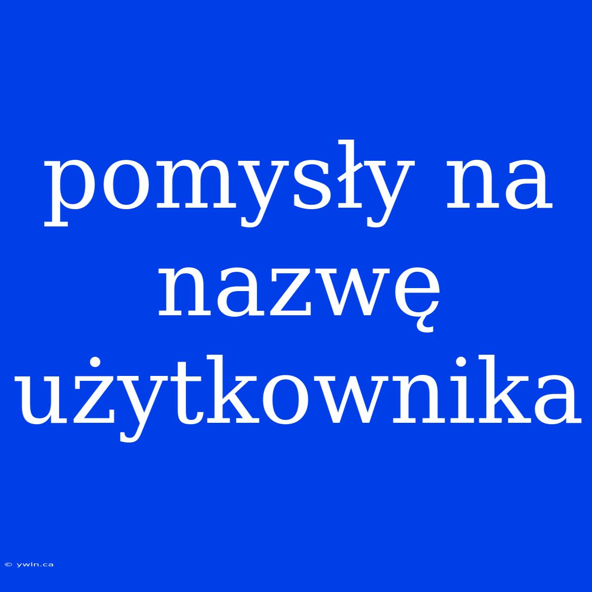 Pomysły Na Nazwę Użytkownika