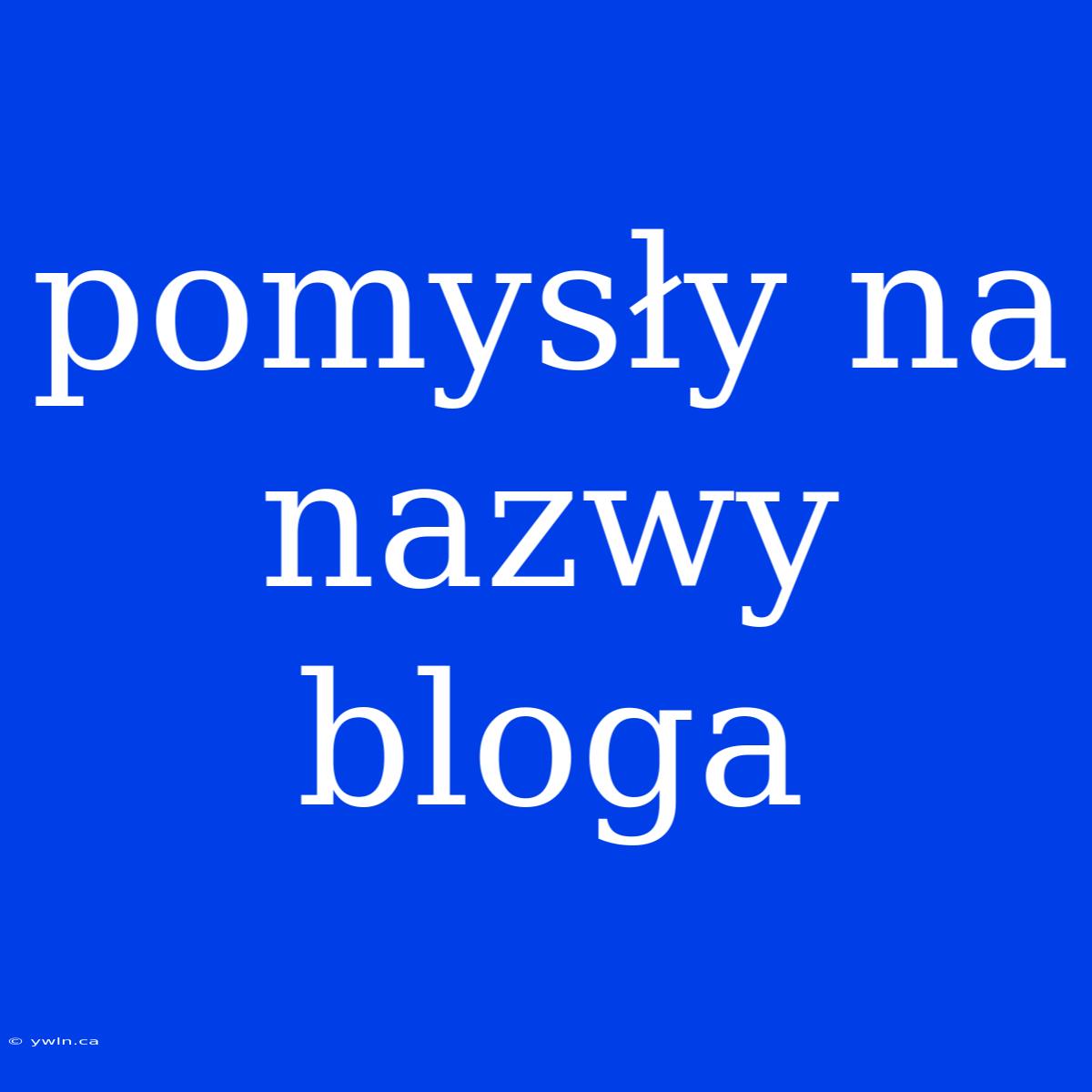 Pomysły Na Nazwy Bloga