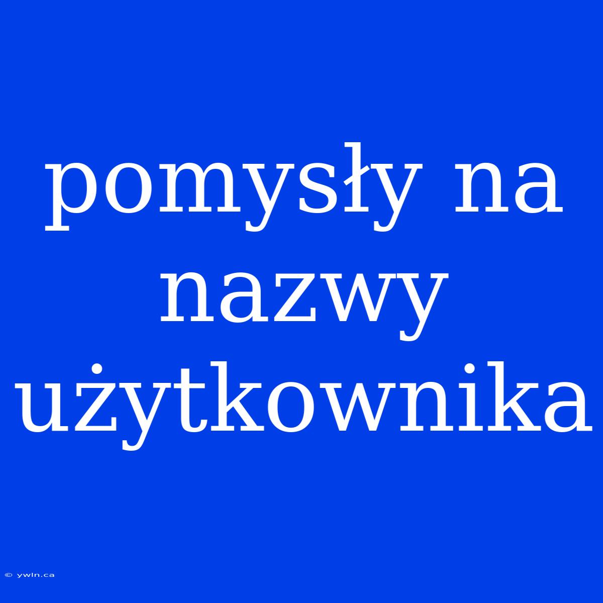 Pomysły Na Nazwy Użytkownika