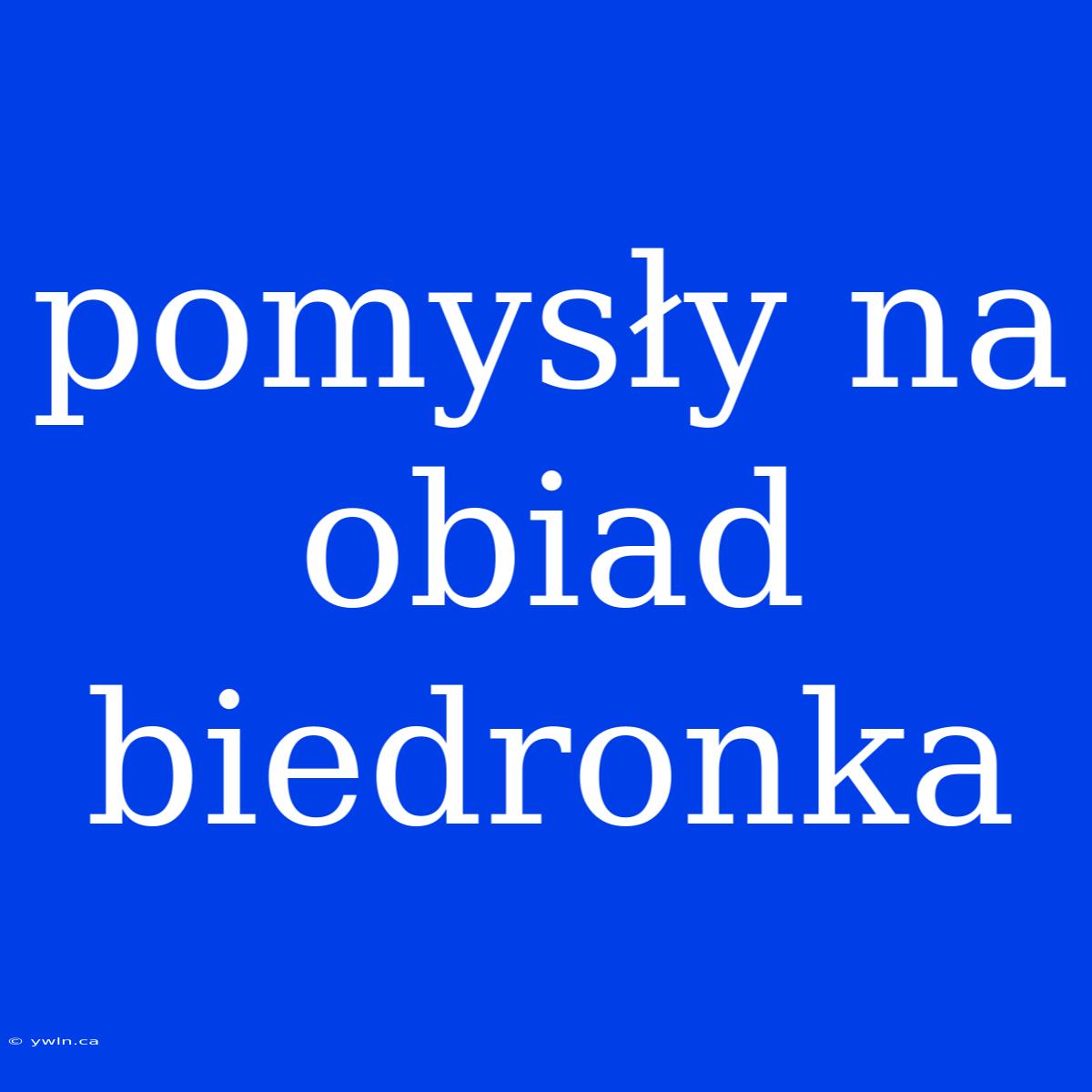 Pomysły Na Obiad Biedronka