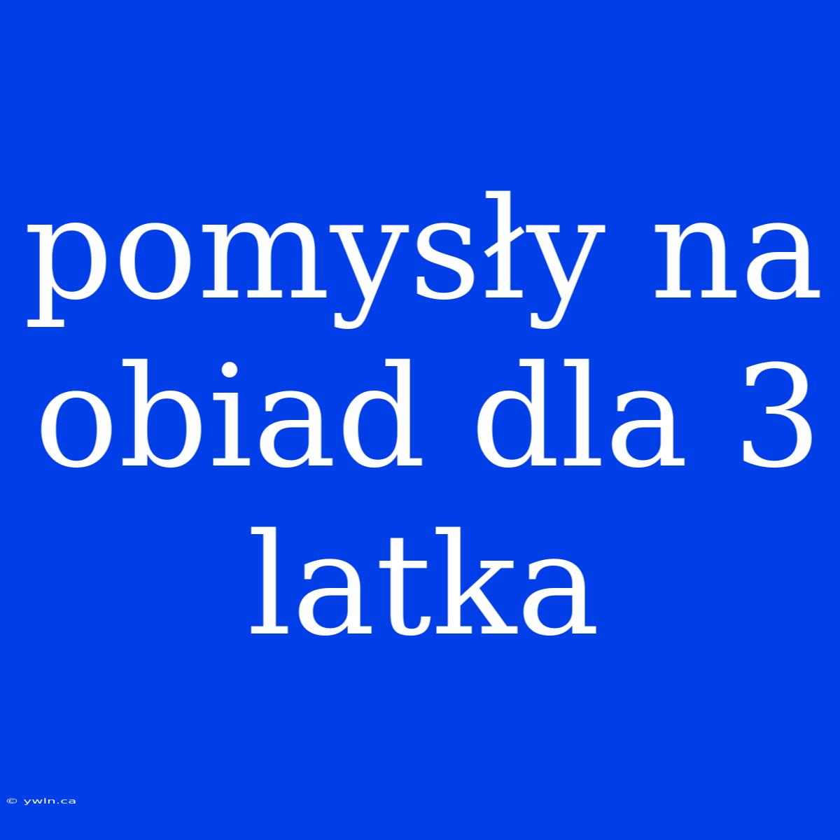 Pomysły Na Obiad Dla 3 Latka