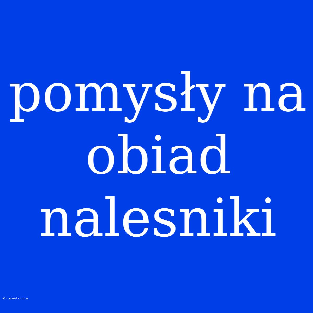 Pomysły Na Obiad Nalesniki