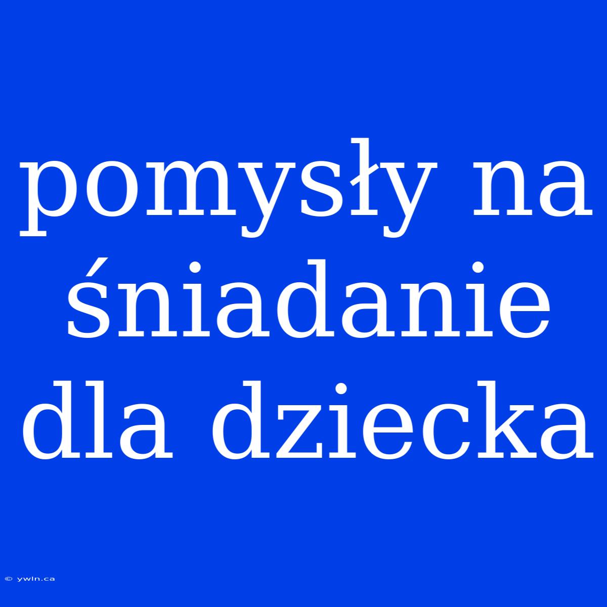 Pomysły Na Śniadanie Dla Dziecka