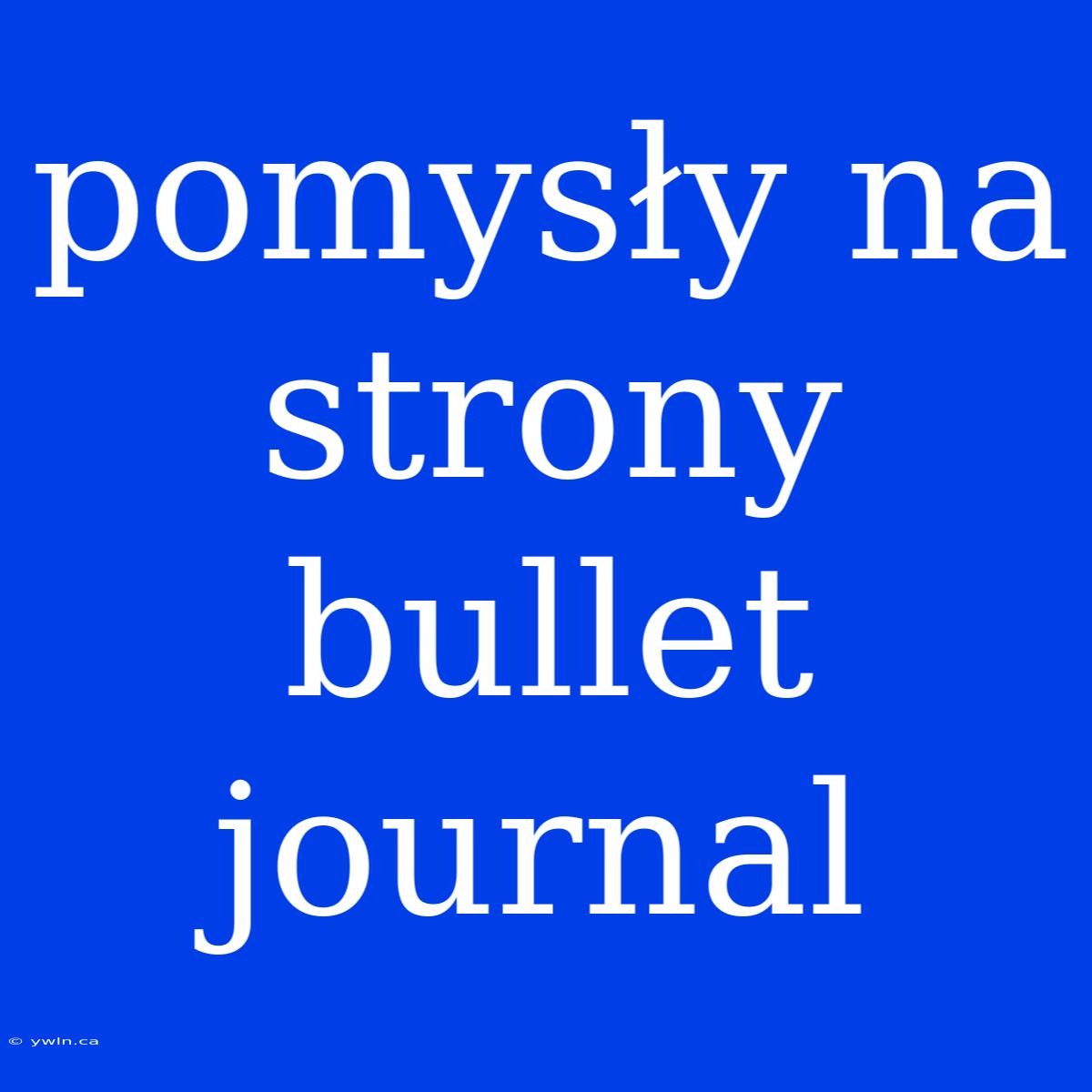 Pomysły Na Strony Bullet Journal