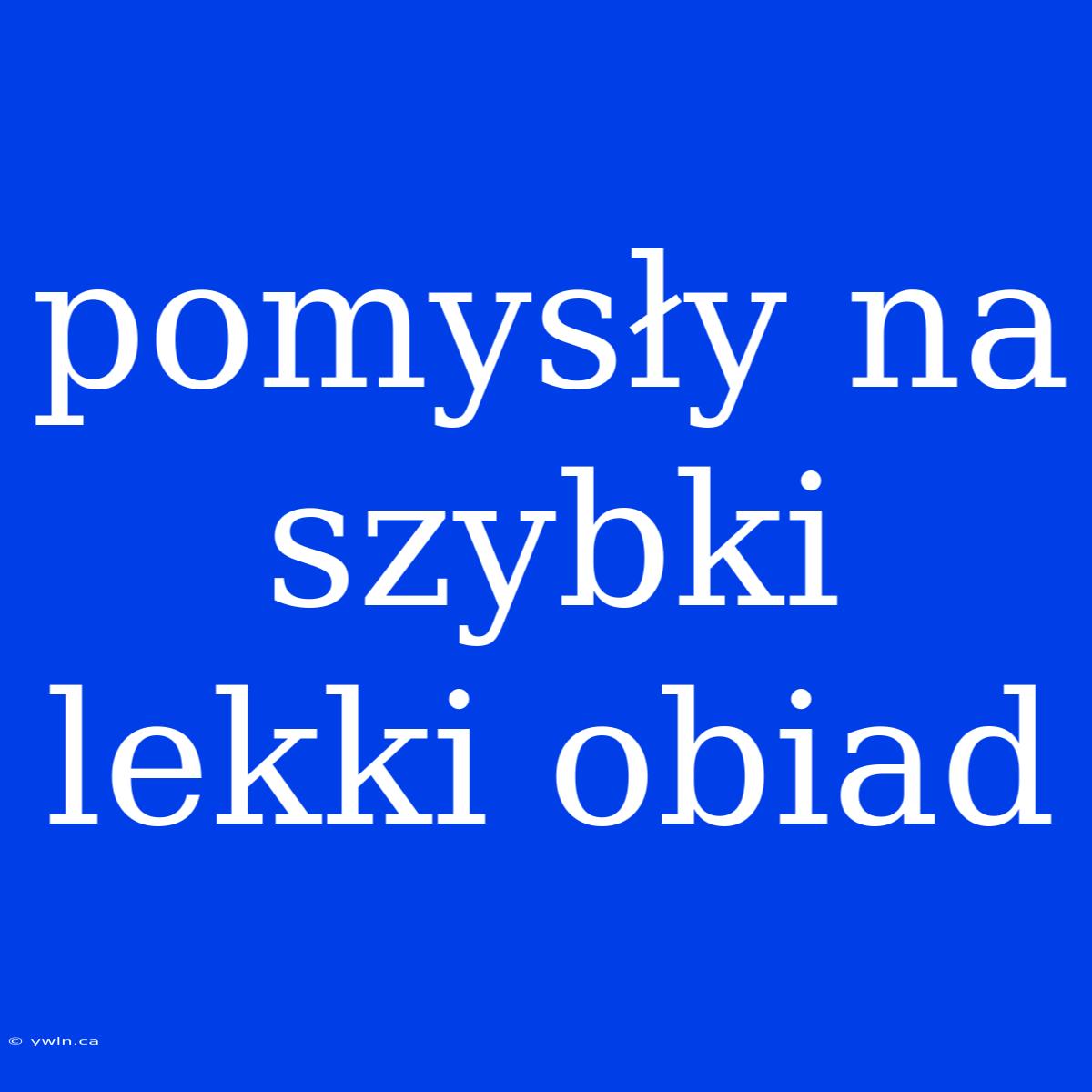 Pomysły Na Szybki Lekki Obiad