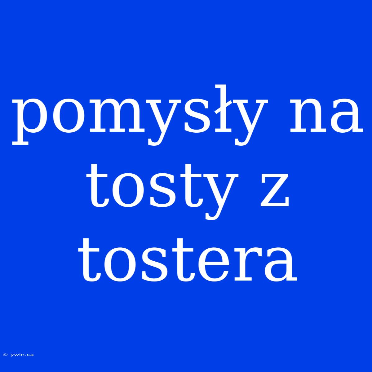 Pomysły Na Tosty Z Tostera