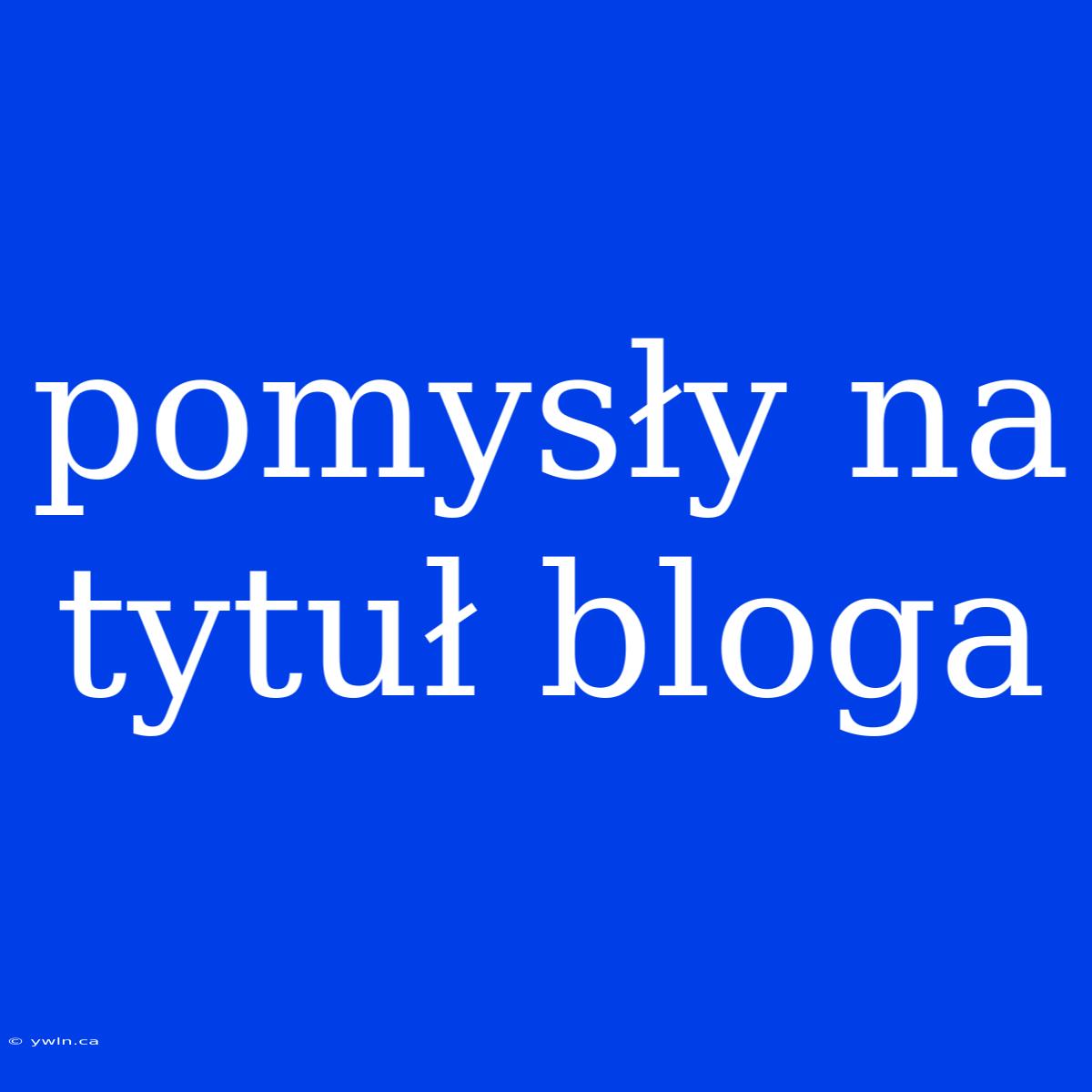 Pomysły Na Tytuł Bloga