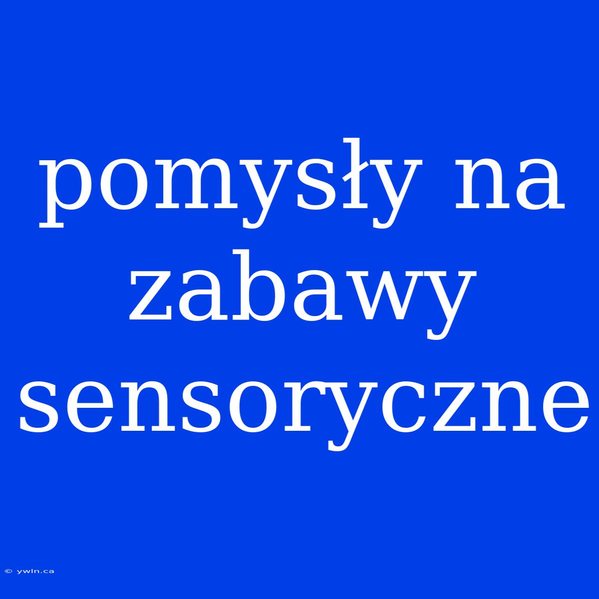 Pomysły Na Zabawy Sensoryczne