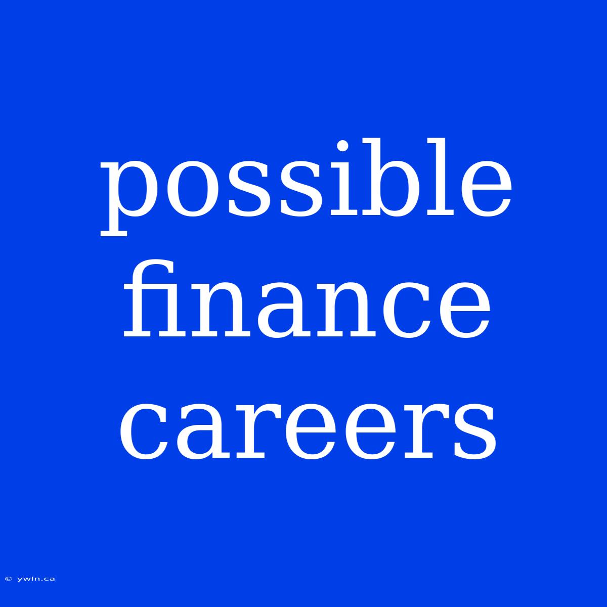 Possible Finance Careers