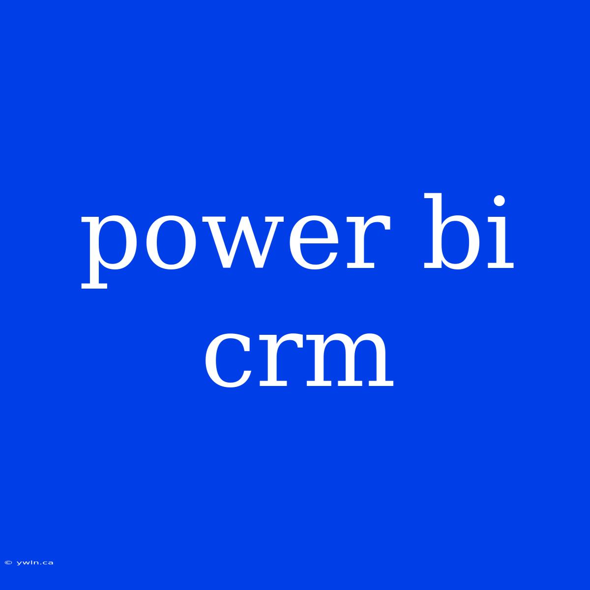 Power Bi Crm