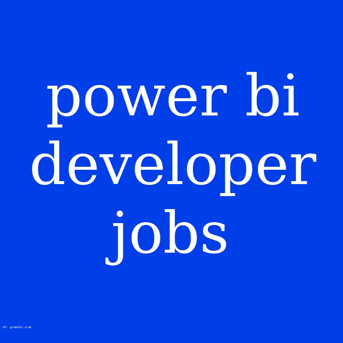 Power Bi Developer Jobs