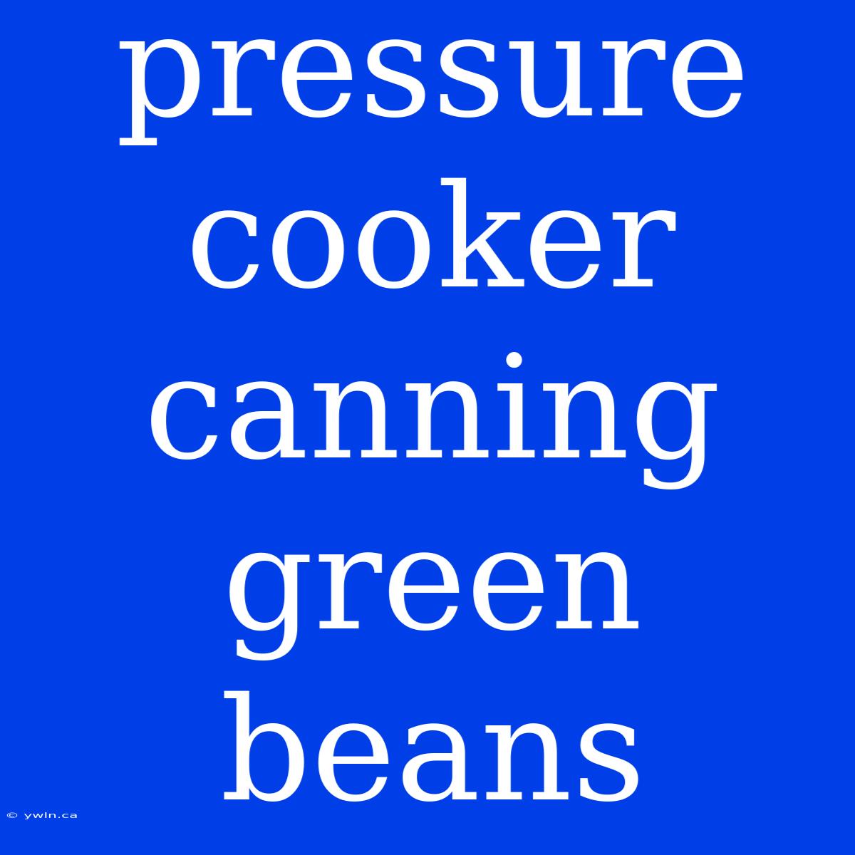 Pressure Cooker Canning Green Beans