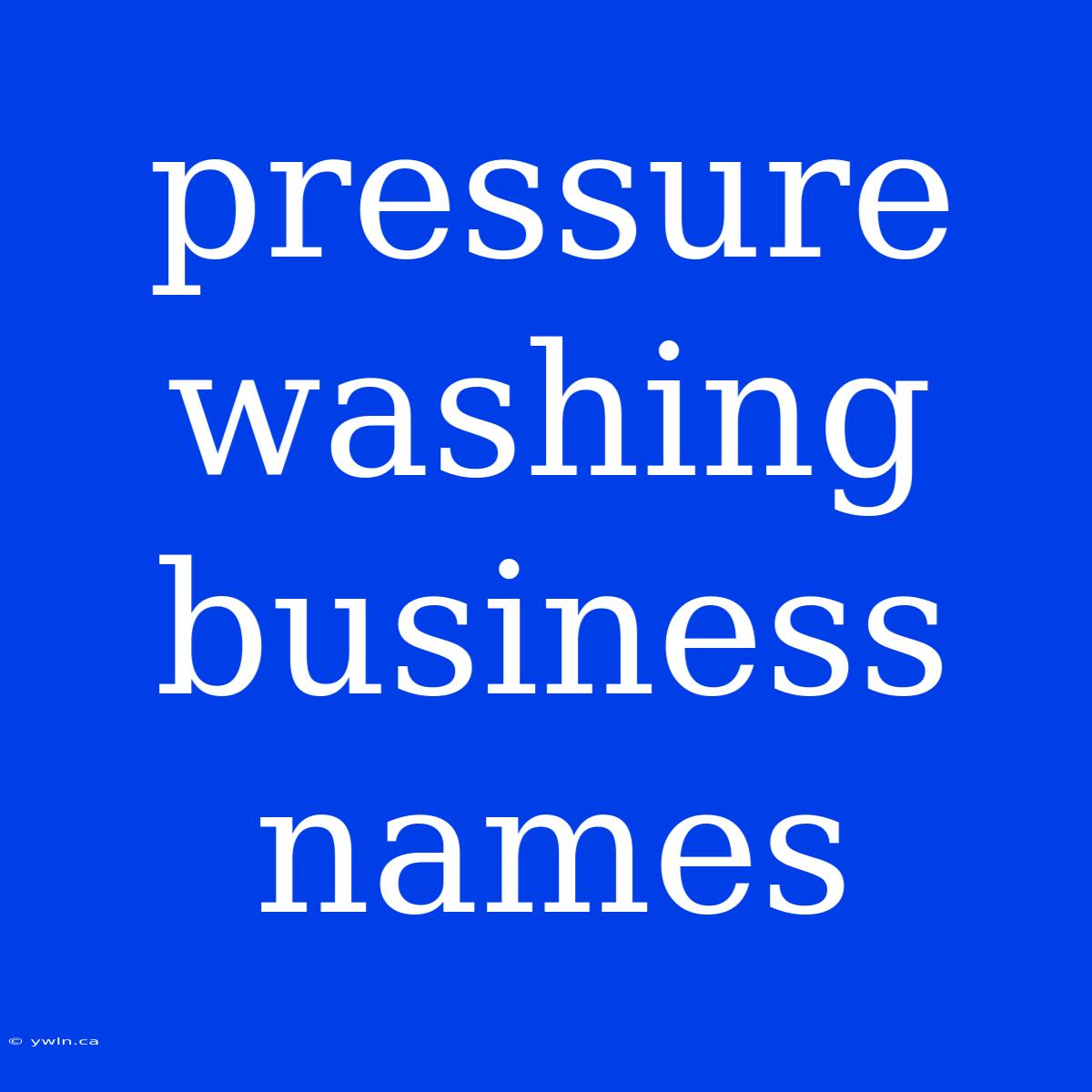 Pressure Washing Business Names