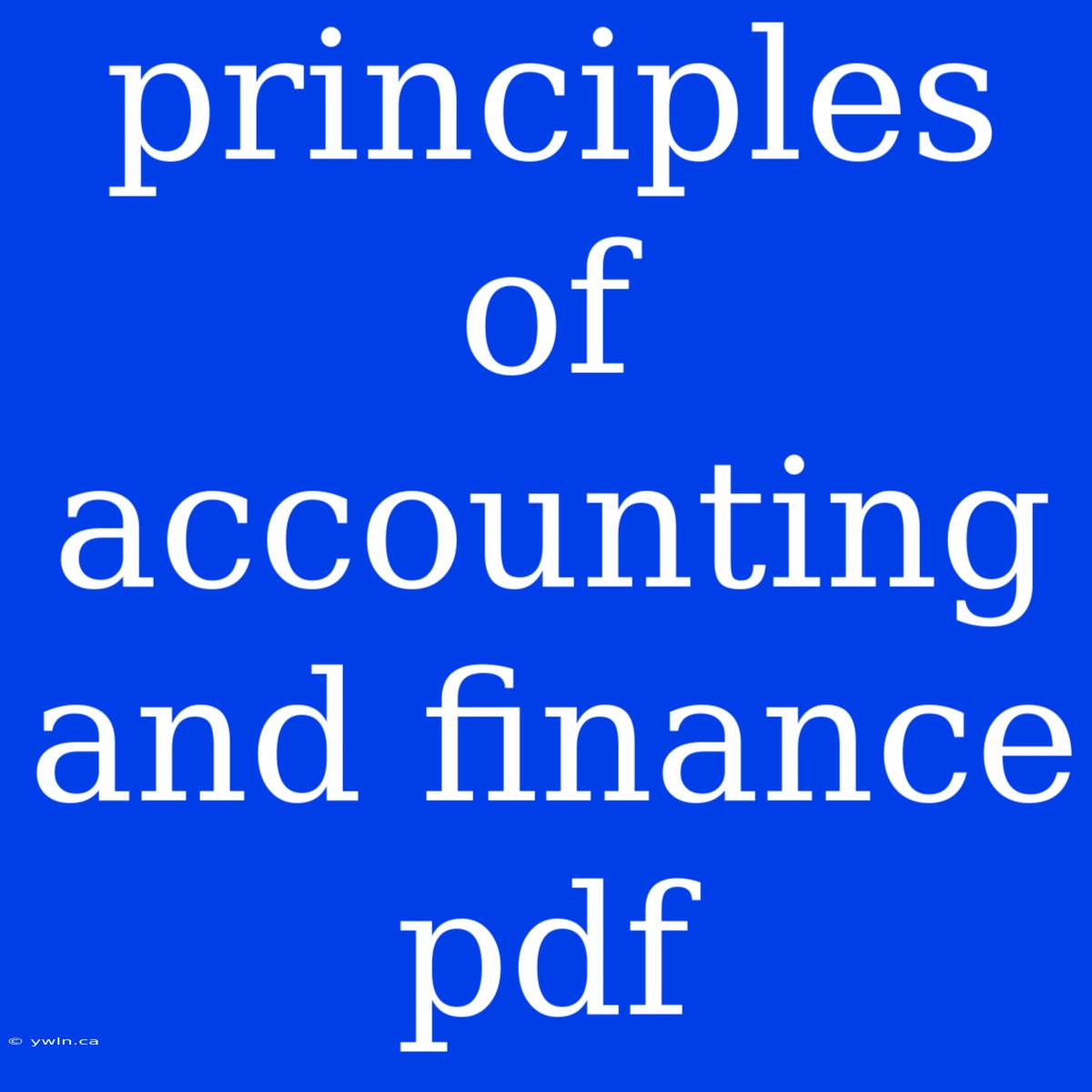 Principles Of Accounting And Finance Pdf