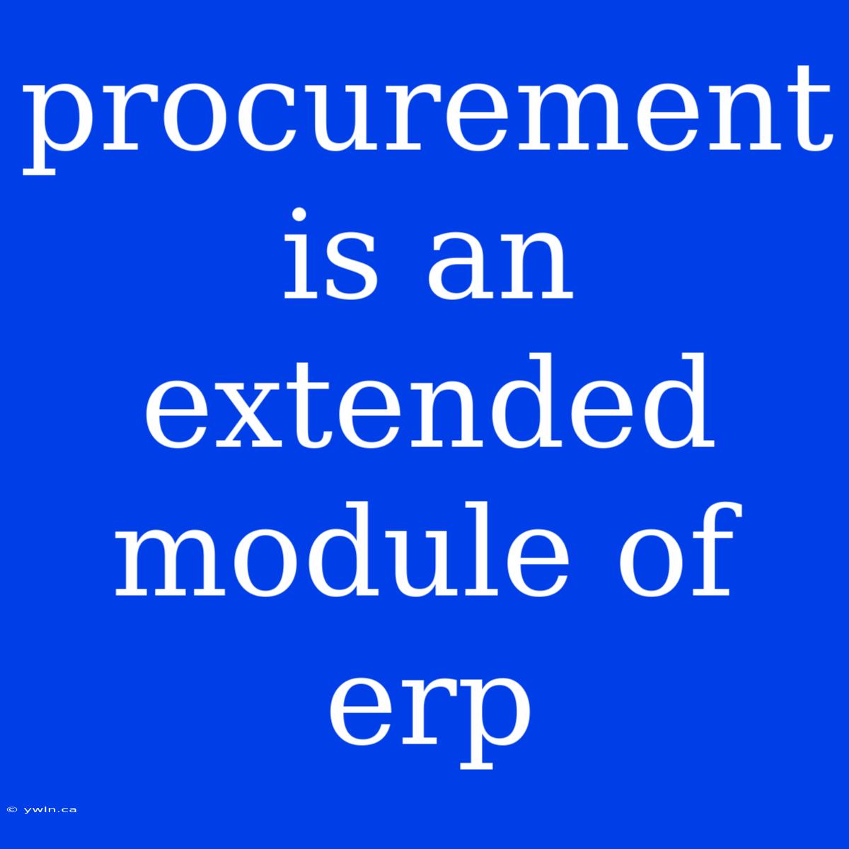 Procurement Is An Extended Module Of Erp