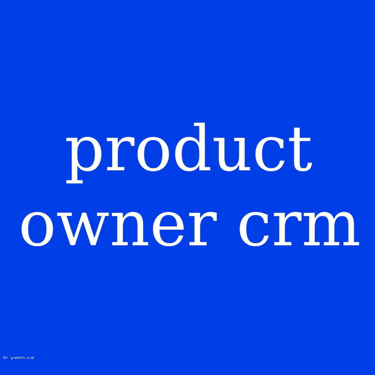 Product Owner Crm