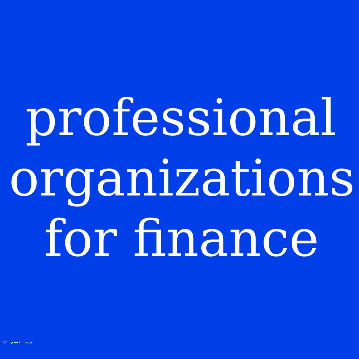 Professional Organizations For Finance