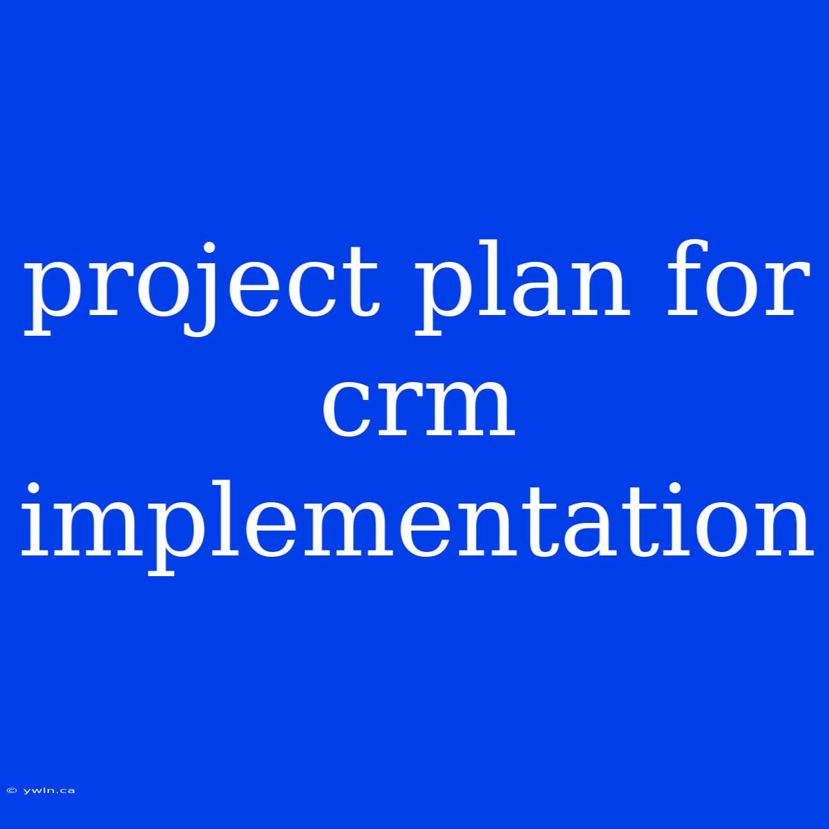 Project Plan For Crm Implementation