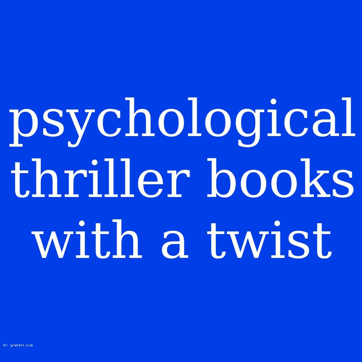 Psychological Thriller Books With A Twist