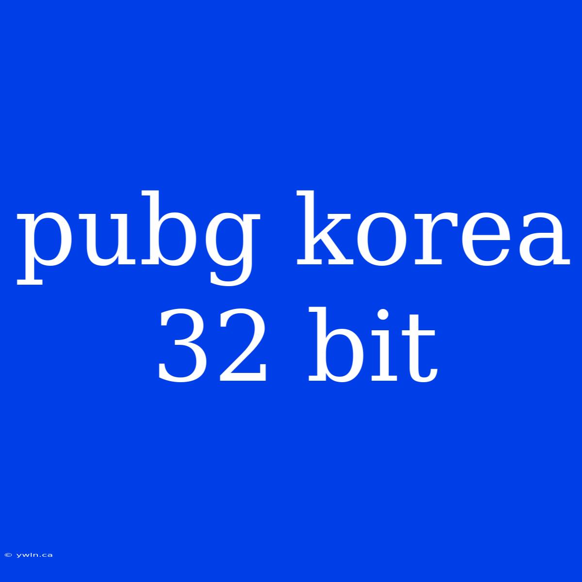 Pubg Korea 32 Bit