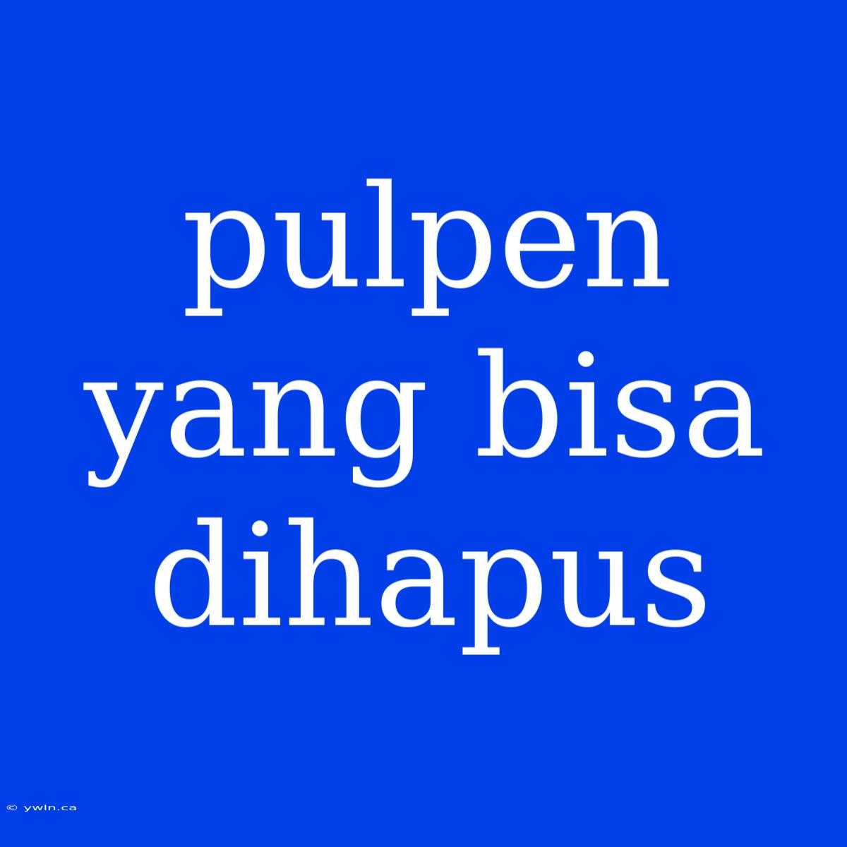 Pulpen Yang Bisa Dihapus