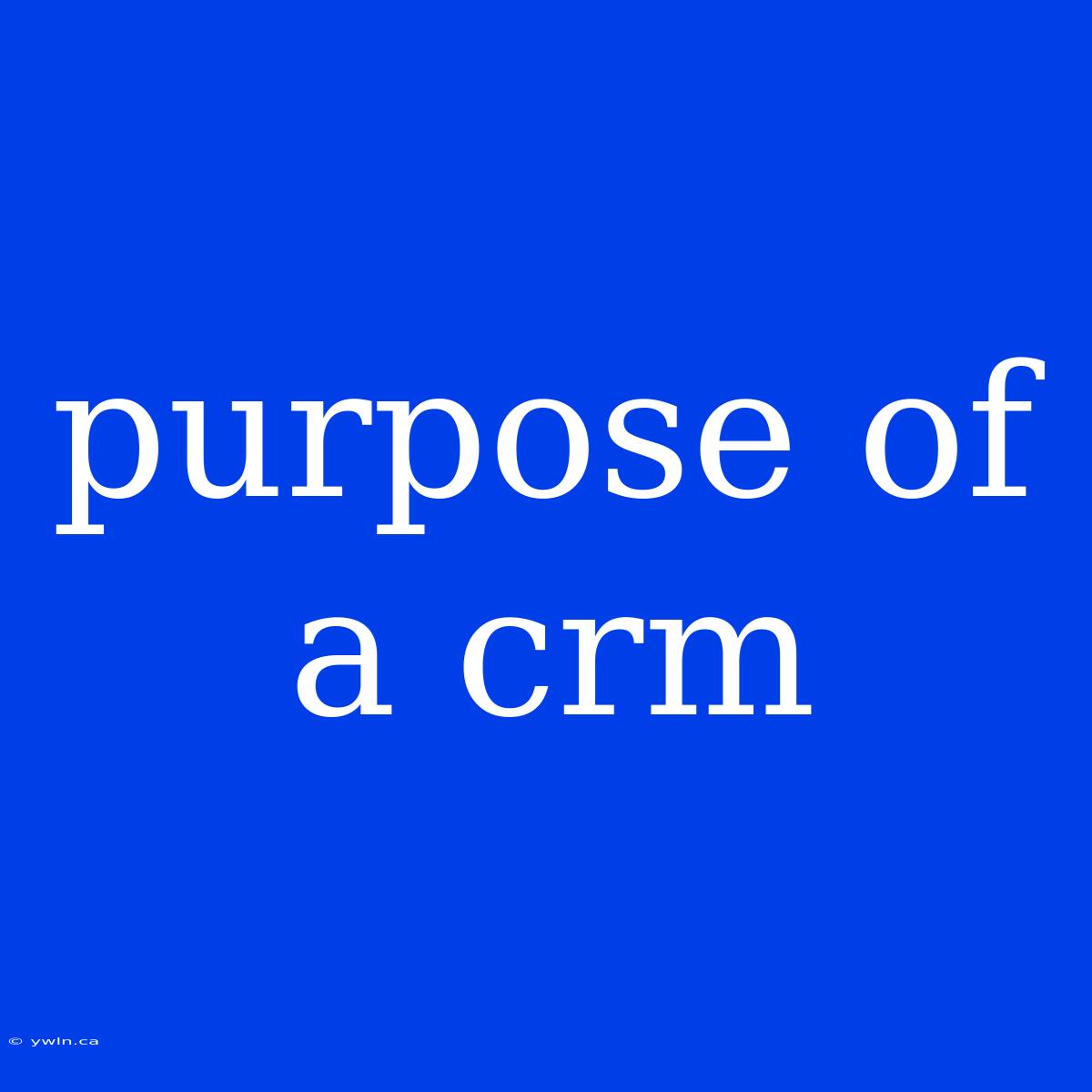 Purpose Of A Crm