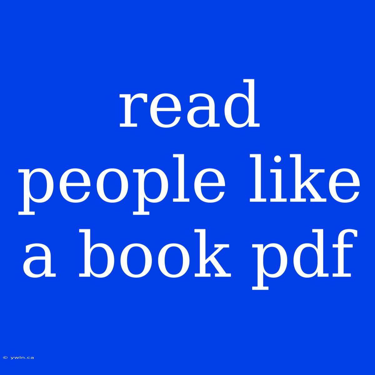 Read People Like A Book Pdf