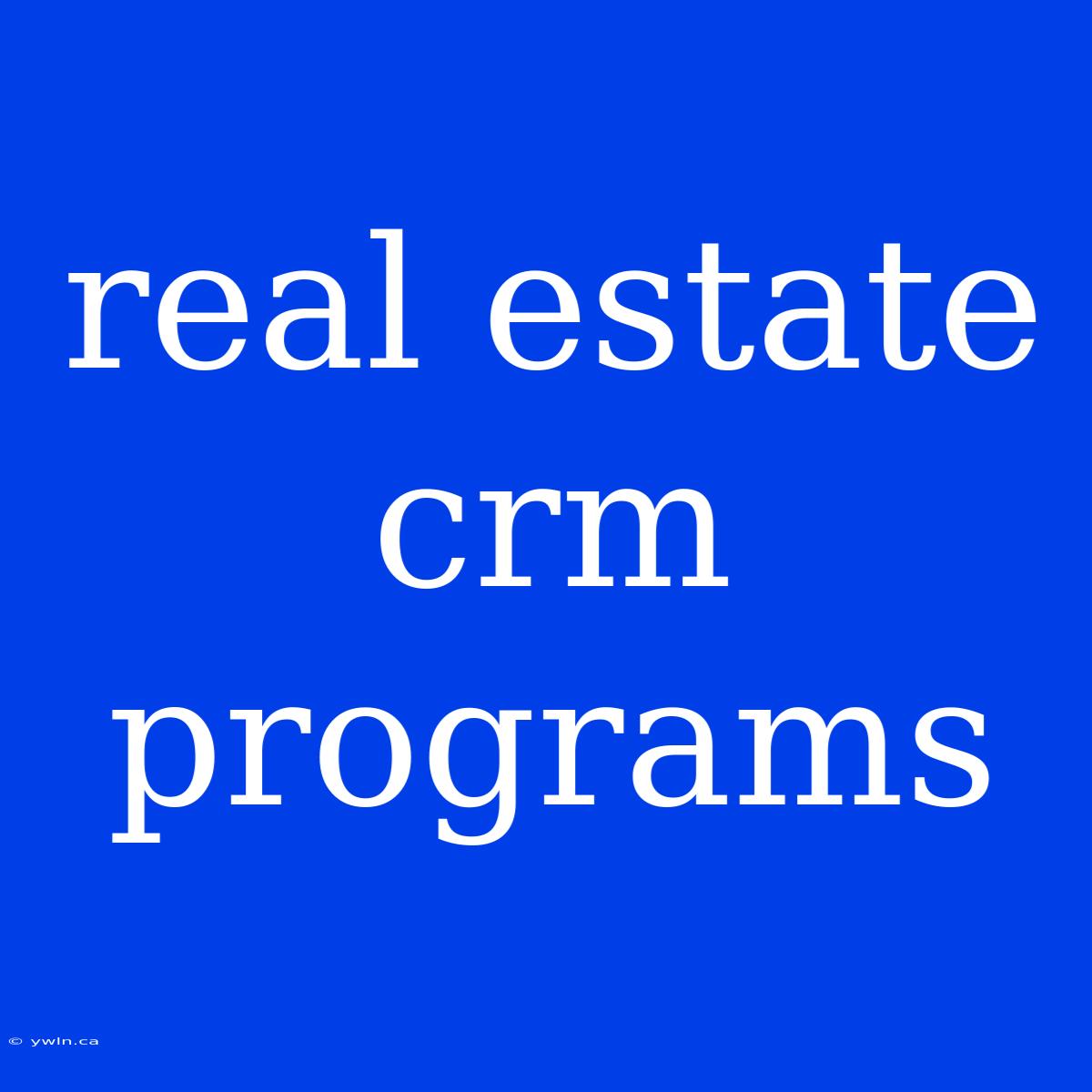 Real Estate Crm Programs