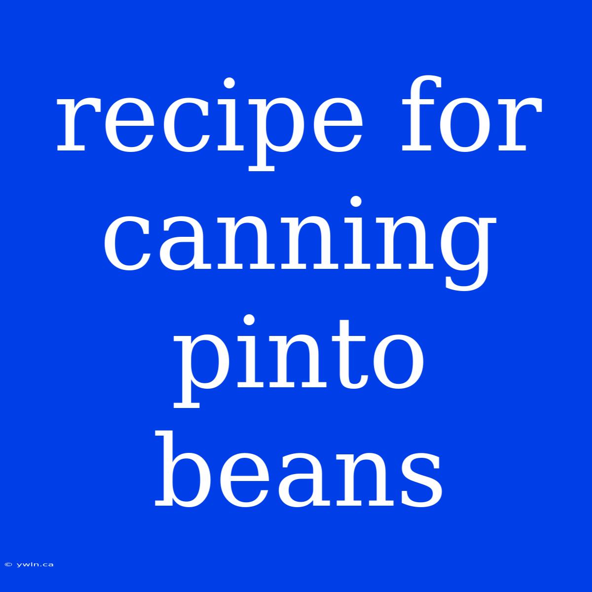 Recipe For Canning Pinto Beans