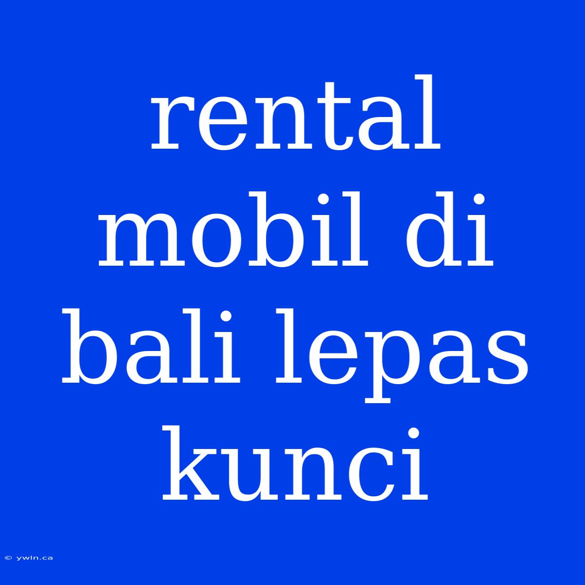 Rental Mobil Di Bali Lepas Kunci