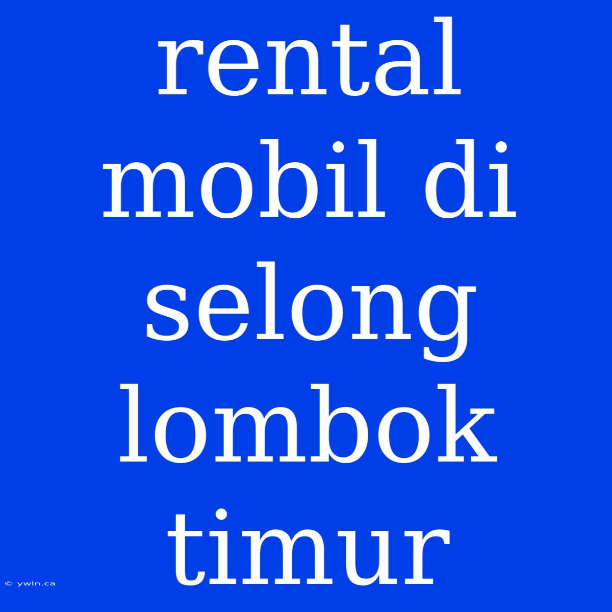 Rental Mobil Di Selong Lombok Timur