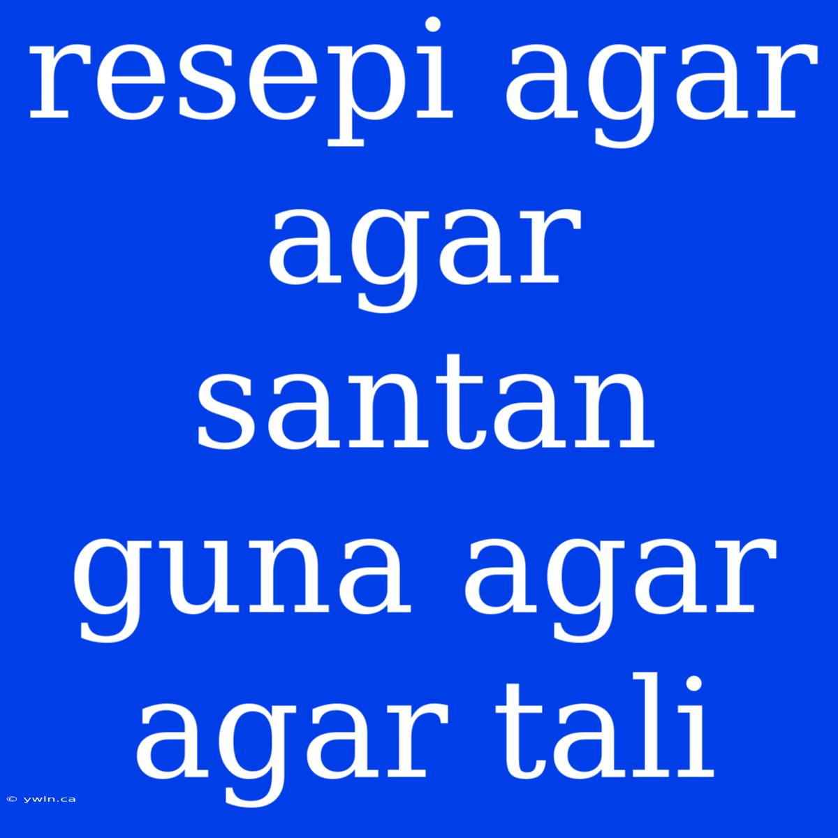 Resepi Agar Agar Santan Guna Agar Agar Tali