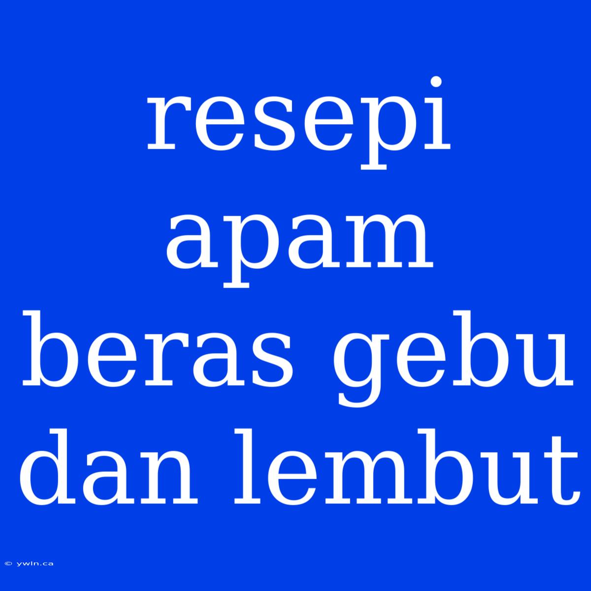 Resepi Apam Beras Gebu Dan Lembut