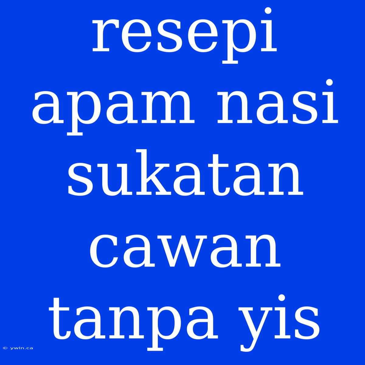 Resepi Apam Nasi Sukatan Cawan Tanpa Yis