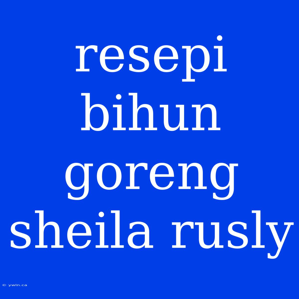 Resepi Bihun Goreng Sheila Rusly