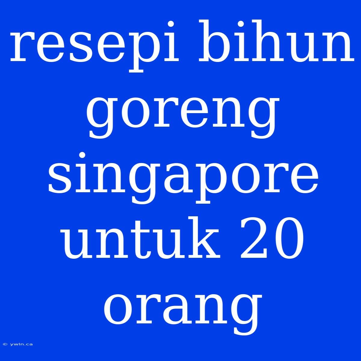 Resepi Bihun Goreng Singapore Untuk 20 Orang